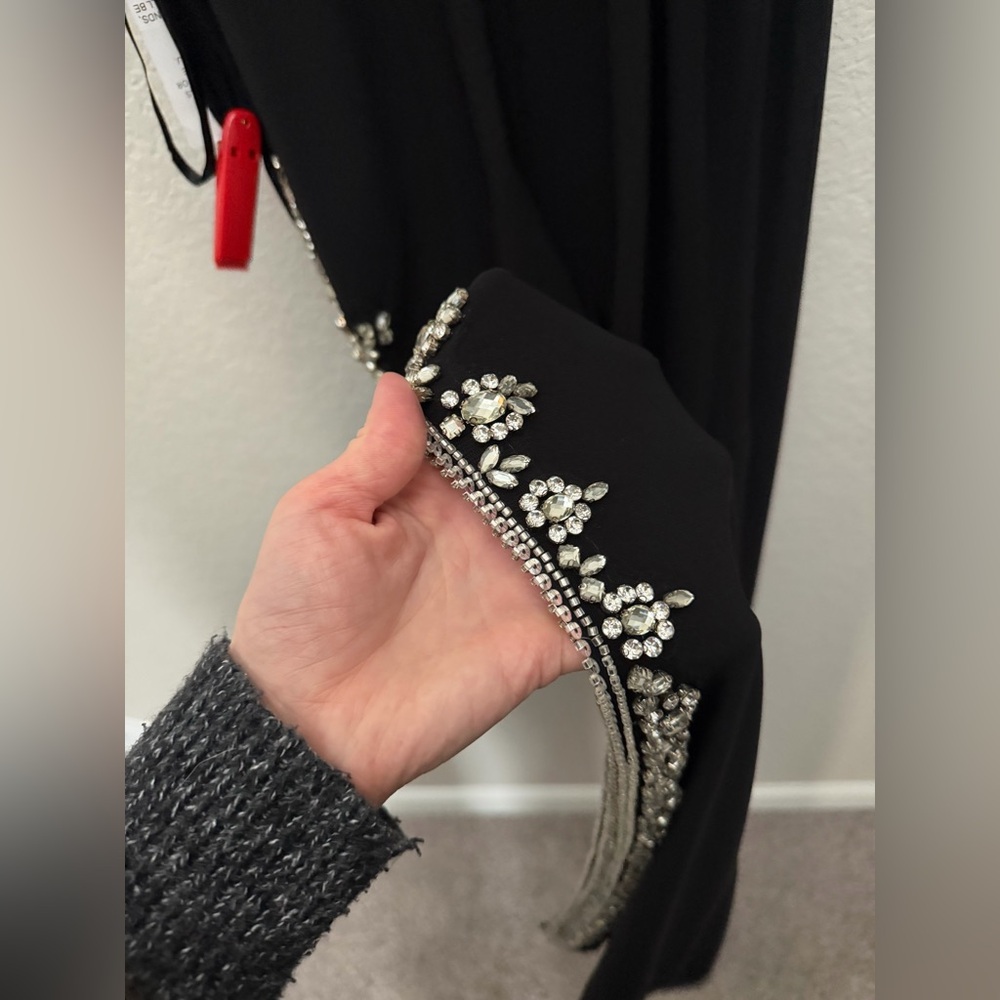 NWT Mac DUGGAL RHINESTONE ENCRUSTED SIDE SLIT CAMI BODYCON GOWN size 2 Black - Picture 6 of 9